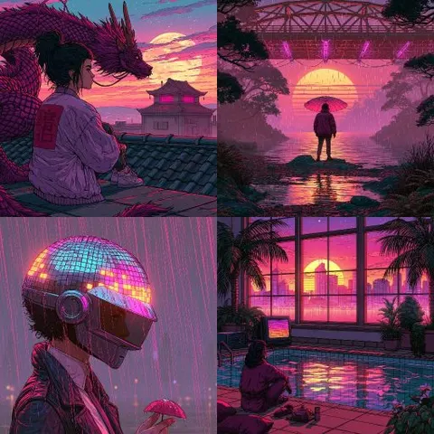 蒸氣波釉彩微光 — sref.site