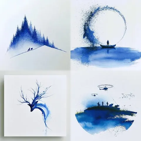 湛藍飛濺暈染 — sref.site