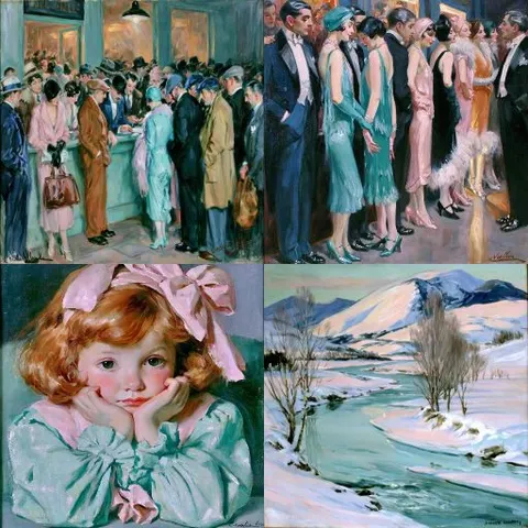 霜色摩登女郎油畫 — sref.site