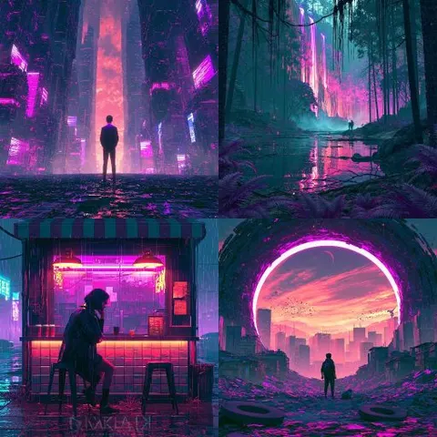 霓虹玻璃賽博龐克 — sref.site